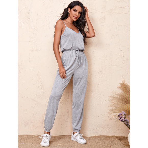 Rouge! Pants - Cami Drawstring Waist Tapered Leg Jumpsuit